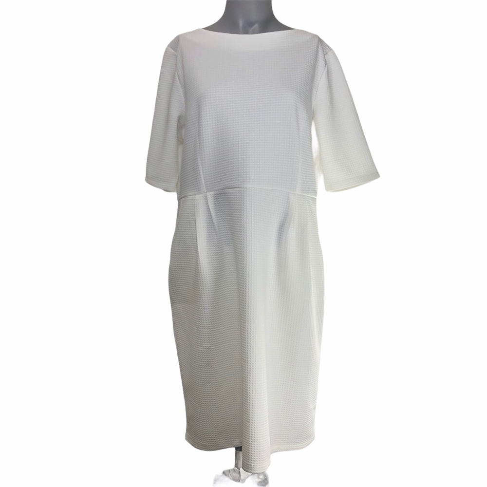 Angvns women’s sheath dress white waffle knit XL